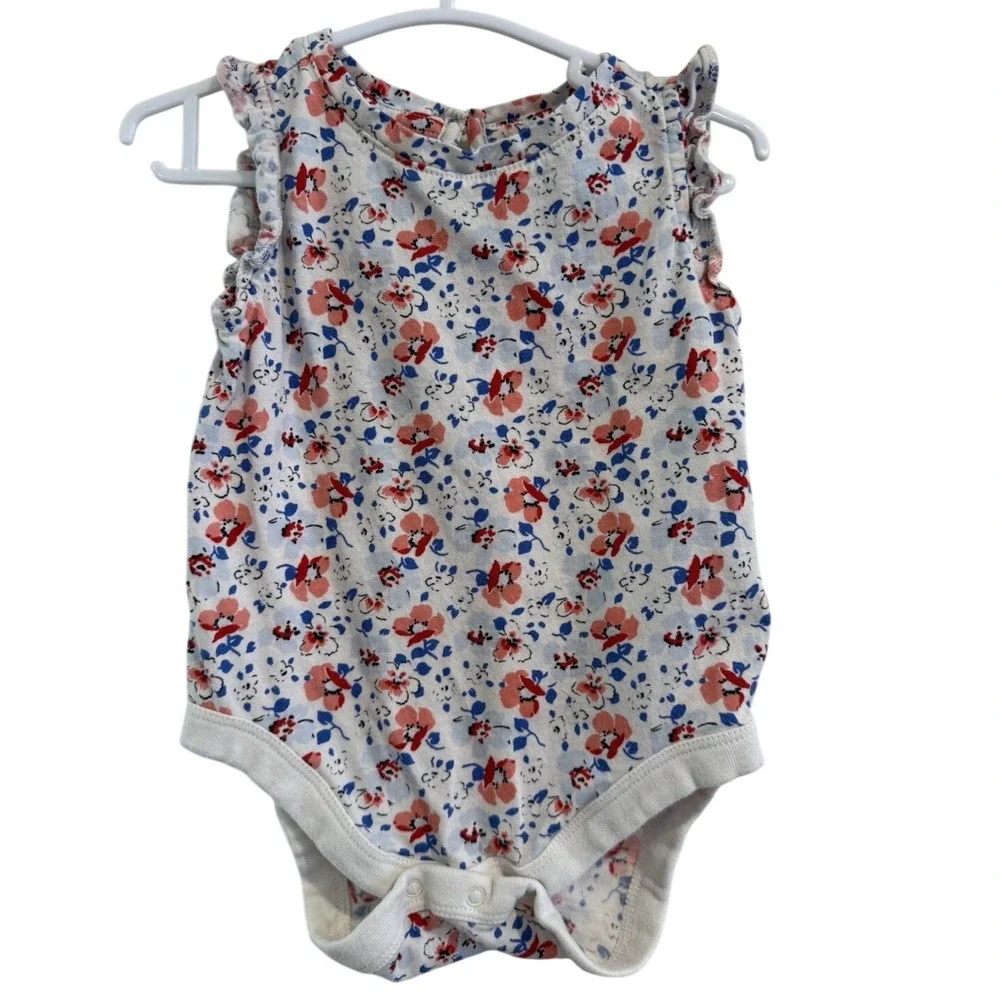BabyGap Floral Ruffle Sleeve Bodysuit One piece 3-6 Months Flower Dainty Girly